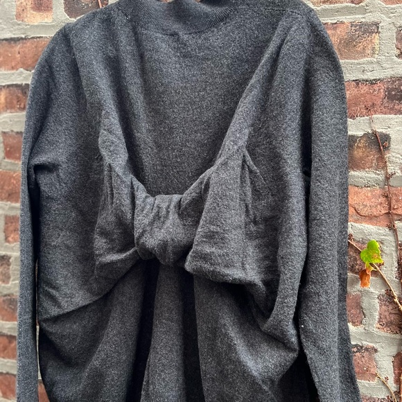 NEW COS Bow Back Dark Grey Oversized Relaxed Fit Wool Sweater Top - Picture 7 of 8